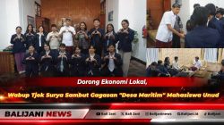 Wakil Bupati Klungkung Tjokorda Gde Surya Putra saat menerima audiensi perwakilan mahasiswa Universitas Udayana di ruang kerja Wakil Bupati