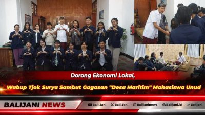 Wakil Bupati Klungkung Tjokorda Gde Surya Putra saat menerima audiensi perwakilan mahasiswa Universitas Udayana di ruang kerja Wakil Bupati