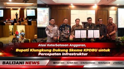 Bupati Klungkung I Made Satria saat mengikuti pemaparan materi dalam kegiatan Evaluasi Progres Proyek Infrastruktur skema KPDBU di Badung