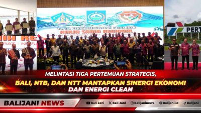 Para gubernur dan delegasi dari Provinsi Bali, NTB, dan NTT saat melangsungkan foto bersama dalam pertemuan strategis regional di Gedung Kertha Sabha Denpasar
