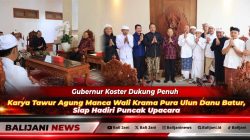 Gubernur Bali Wayan Koster saat menerima audiensi panitia Karya Tawur Agung Manca Wali Krama Pura Ulun Danu Batur di Gedung Jayasabha Denpasar