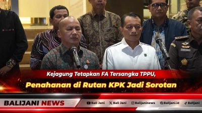 Suasana konferensi pers Kejagung saat pengumuman penetapan tersangka TPPU mantan Jampidsus berinisial FA dan penahanannya di Rutan KPK