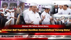 Gubernur Bali Wayan Koster saat menghadiri upacara Pamlaspas Cihna di Titik Nol Desa Adat Batur Let menjelang peringatan 100 Tahun Rarud Batur