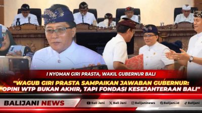 Wakil Gubernur Bali I Nyoman Giri Prasta saat membacakan Jawaban Gubernur terkait Raperda Pertanggungjawaban APBD dalam Rapat Paripurna DPRD Bali