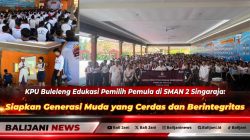 Ketua Divisi Teknis KPU Buleleng Gede Agus Tryo Arisnawan saat memberikan pemaparan materi kepemiluan di hadapan siswa baru peserta MPLS SMAN 2 Singaraja