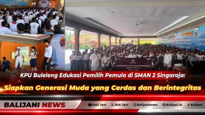 Ketua Divisi Teknis KPU Buleleng Gede Agus Tryo Arisnawan saat memberikan pemaparan materi kepemiluan di hadapan siswa baru peserta MPLS SMAN 2 Singaraja