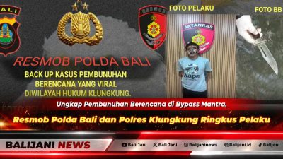 Tim Resmob Ditreskrimum Polda Bali bersama Satreskrim Polres Klungkung saat menggiring pelaku pembunuhan berencana ANPP untuk proses rekonstruksi