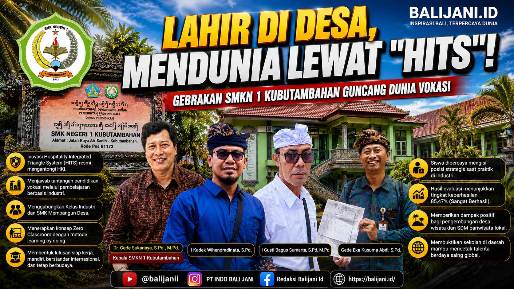 Siswa jurusan perhotelan SMKN 1 Kubutambahan saat mempraktikkan pelayanan standar internasional berbasis metode HITS langsung di vila lingkungan desa