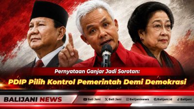 Ketua DPP PDIP Ganjar Pranowo saat memberikan keterangan pers terkait sikap politik PDIP di luar pemerintahan Prabowo