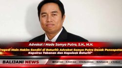 Advokat I Made Somya Putra SH MH saat memberikan keterangan pers terkait desakan evaluasi pejabat kepolisian akibat tragedi main hakim sendiri di Baturiti
