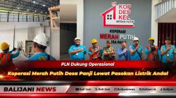 Manager PLN UP3 Bali Utara RM Dimas Adhi Prabowo bersama Ketua KDKMP Desa Panji Ketut Artana saat peninjauan fasilitas kelistrikan Koperasi Merah Putih Desa Panji