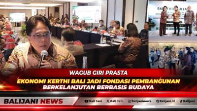 Wakil Gubernur Bali Nyoman Giri Prasta saat memaparkan materi Ekonomi Kerthi Bali dalam Rapat Konsultasi bersama Wakil Ketua DPD RI GKR Hemas di The Meru Sanur