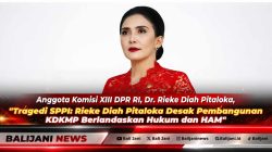 Anggota Komisi XIII DPR RI Dr Rieke Diah Pitaloka saat memberikan keterangan pers terkait desakan regulasi perlindungan hukum dan keselamatan kerja program SPPI