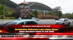 Suasana rekayasa lalu lintas dan penyesuaian jalur u-turn di Jalan Airport Ngurah Rai menuju Bandara Internasional I Gusti Ngurah Rai Bali