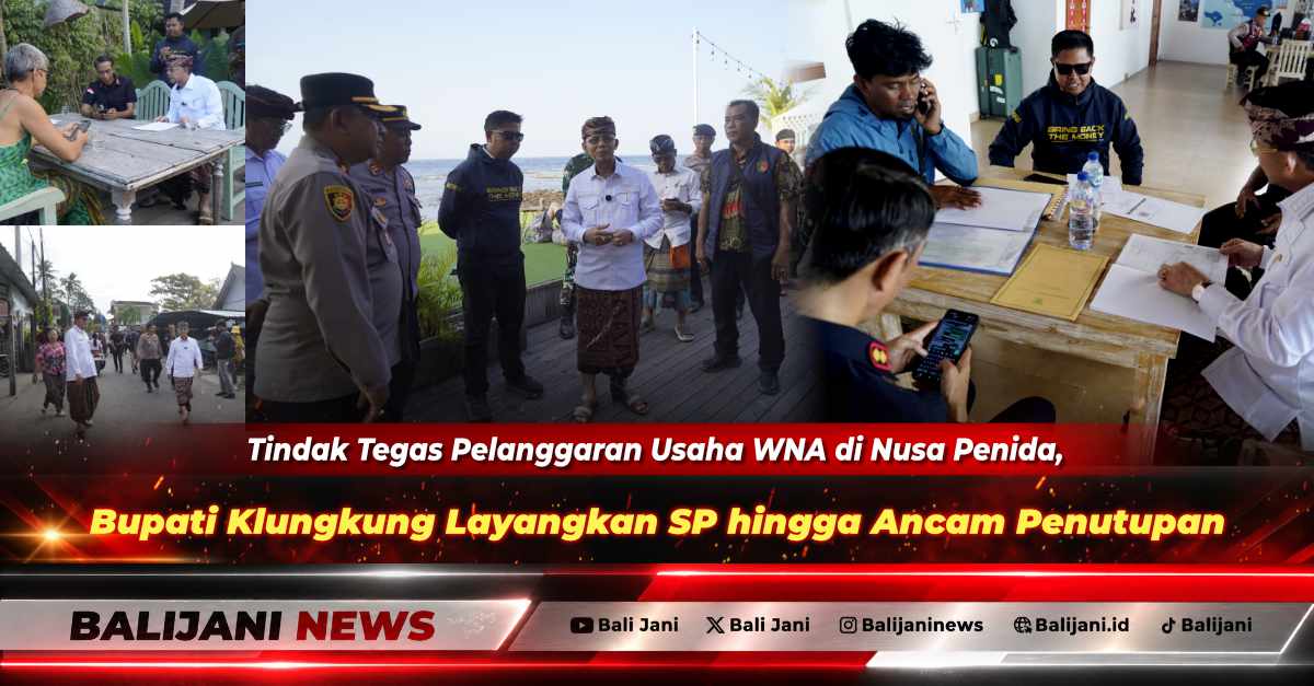 Bupati Klungkung I Made Satria bersama tim gabungan saat melakukan sidak pengawasan tempat usaha milik WNA di Desa Ped Nusa Penida
