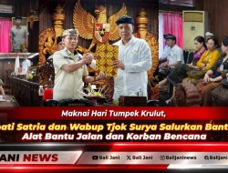 Maknai Hari Tumpek Krulut, Bupati Satria dan Wabup Tjok Surya Salurkan Bantuan Alat Bantu Jalan dan Korban Bencana