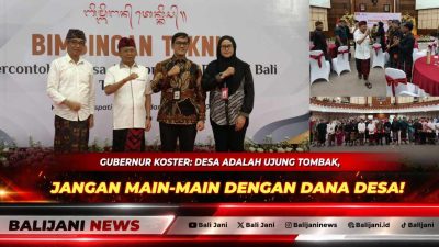 Gubernur Bali Wayan Koster didampingi perwakilan KPK saat memberikan arahan pembukaan Bimtek Percontohan Desa Anti Korupsi di Gedung Wiswa Sabha Denpasar