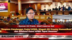 Wakil Gubernur Bali I Nyoman Giri Prasta saat menyampaikan tanggapan resmi pemerintah dalam Sidang Paripurna di Gedung DPRD Provinsi Bali