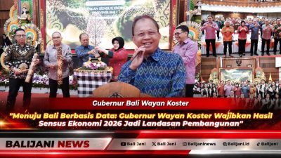 Gubernur Bali Wayan Koster saat melakukan prosesi penancapan kayon sebagai tanda penguatan komitmen menyukseskan Sensus Ekonomi 2026 di Gedung Wiswa Sabha Utama