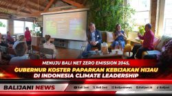 Gubernur Bali Wayan Koster saat memaparkan kebijakan strategis transisi energi bersih di forum Indonesia Climate Leadership Luncheon bersama para menteri dan delegasi internasional