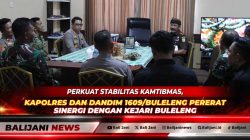 Kapolres Buleleng bersama Dandim 1609/Buleleng saat melakukan kunjungan silaturahmi ke Kantor Kejaksaan Negeri Buleleng untuk memperkuat koordinasi Forkopimda