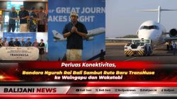 Seremoni penyambutan penerbangan perdana maskapai TransNusa rute Bali ke Waingapu dan Wakatobi di Bandara Internasional I Gusti Ngurah Rai