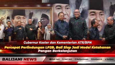 Gubernur Bali Wayan Koster saat menerima kunjungan Dirjen Tata Ruang Kementerian ATR BPN Suyus Windayana di Kantor Gubernur Bali guna membahas percepatan perlindungan LP2B