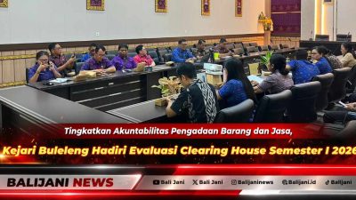 Kasi Datun Kejari Buleleng Komang Adi Wijaya saat menghadiri Rapat Evaluasi Clearing House Pengadaan Barang dan Jasa di Ruang Rapat Bappeda Buleleng