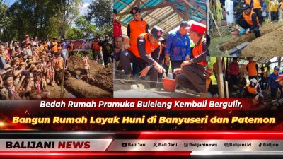 Ketua Kwarcab Gerakan Pramuka Buleleng Gede Suyasa saat peletakan batu pertama program Bedah Rumah di Desa Banyuseri dan Desa Patemon Buleleng