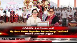 Ketua TP PKK Provinsi Bali Ny Putri Koster saat memberikan pengarahan pada Peringatan Hari Anak Nasional ke-42 di Sekolah Rakyat Terintegrasi 3 Tulamben Karangasem
