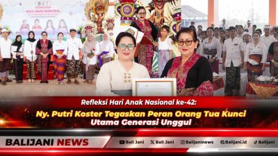 Ketua TP PKK Provinsi Bali Ny Putri Koster saat memberikan pengarahan pada Peringatan Hari Anak Nasional ke-42 di Sekolah Rakyat Terintegrasi 3 Tulamben Karangasem