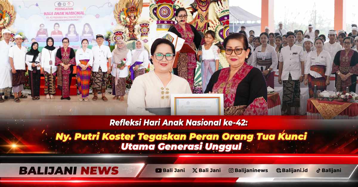 Ketua TP PKK Provinsi Bali Ny Putri Koster saat memberikan pengarahan pada Peringatan Hari Anak Nasional ke-42 di Sekolah Rakyat Terintegrasi 3 Tulamben Karangasem