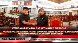 Ketua DPRD Buleleng Ketut Ngurah Arya saat memimpin Rapat Paripurna penyampaian Pandangan Umum Fraksi terhadap dua Ranperda strategis di Ruang Rapat Utama