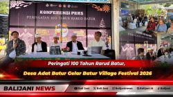 Panitia dan krama Desa Adat Batur saat menggelar konferensi pers dan persiapan Batur Village Festival 2026 memperingati 100 Tahun Rarud Batur