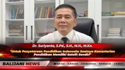 Dr Suriyanto SH MH MKn selaku Praktisi Hukum dan Ketua Umum PWRI yang memberikan pandangan strategis mengenai urgensi Satelit Pendidikan Indonesia