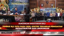 Gubernur Bali Wayan Koster saat memberikan paparan mengenai capaian kunjungan wisatawan Bali 2025 dan solusi infrastruktur di Gedung Wiswa Sabha Utama