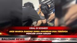 Warga Banjar Jawa Buleleng saat mengamankan dua remaja terduga pelaku pencurian ayam aduan sebelum diserahkan ke pihak Polsek Singaraja