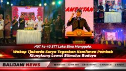Wakil Bupati Klungkung Tjokorda Gde Surya Putra saat memberikan sambutan pada puncak perayaan HUT ke-40 STT Loka Bina Manggala di Balai Desa Adat Besang Kawan Tohjiwa