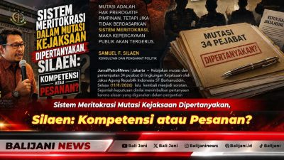 Direktur Eksekutif LAKSAMANA Samuel F. Silaen saat memberikan keterangan pers terkait evaluasi penerapan sistem merit dalam mutasi pejabat di lingkungan Kejaksaan Agung