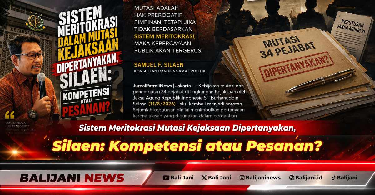 Direktur Eksekutif LAKSAMANA Samuel F. Silaen saat memberikan keterangan pers terkait evaluasi penerapan sistem merit dalam mutasi pejabat di lingkungan Kejaksaan Agung