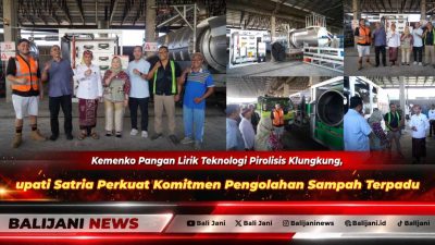 Bupati Klungkung I Made Satria mendampingi Deputi Kemenko Pangan Dr Nani Hendiarti saat meninjau mesin pirolisis pengolahan sampah di TOSS Center Kusamba
