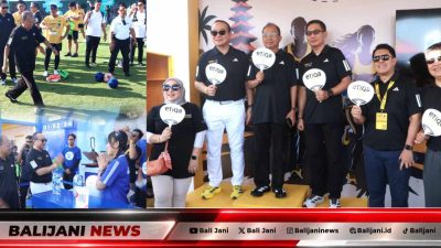 Gubernur Bali Wayan Koster mengunjungi stan pameran UMKM lokal di sela ajang Maybank Marathon 2026 di Bali United Training Center Gianyar