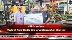 Manajemen Kantor Cabang Gianyar menyerahkan secara langsung bantuan CSR sarana prasarana keagamaan kepada prajuru Pura Dadia Sira Arya Kanuruhan di Desa Pering Blahbatuh
