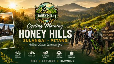 Peserta Cycling Morning & Meet-Up Pariwisata Alam saat bersepeda meninjau penangkaran Madu Kele di kawasan Honey Hills Desa Sulangai Petang Badung