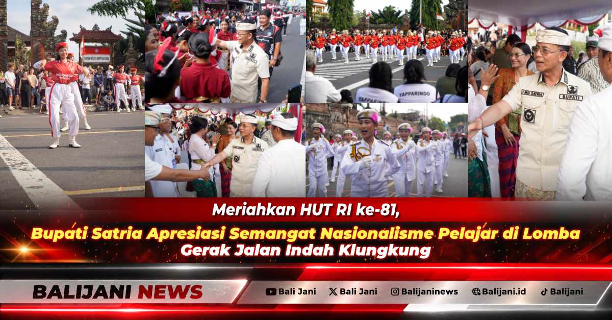 Bupati Klungkung I Made Satria didampingi Ketua TP PKK Ny. Eva Satria saat menyaksikan pelepasan peserta Lomba Gerak Jalan Indah Putri di kawasan Monumen Ida Dewa Agung Jambe Klungkung