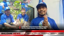 Ketua DPC Demokrat Denpasar Gung Cilik saat aksi lingkungan dan lomba kerakyatan di Renon
