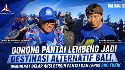 Dorong Pantai Lembeng Jadi Destinasi Alternatif Bali, Demokrat Gelar Aksi Bersih Pantai dan Lepas 300 Tukik”