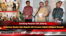 Gubernur Bali Wayan Koster bersama Bupati Badung I Wayan Adi Arnawa saat pertemuan audiensi dengan Gubernur DKI Jakarta Pramono Anung di Balai Kota DKI Jakarta