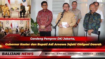 Gubernur Bali Wayan Koster bersama Bupati Badung I Wayan Adi Arnawa saat pertemuan audiensi dengan Gubernur DKI Jakarta Pramono Anung di Balai Kota DKI Jakarta