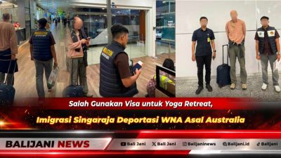 Petugas Kantor Imigrasi Kelas II TPI Singaraja saat memproses tindakan pendeportasian WNA asal Australia berinisial PJ terkait pelanggaran izin tinggal